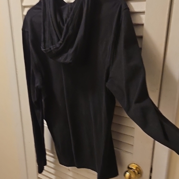 Champion Black Hoodie Casual Logo  Long Sleeve Shirt With Front Pocket. - Picture 5 of 9